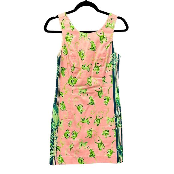 Lilly Pulitzer Mila Stretch Shift Dress in Monkey Business Womens 0 Pink Green - Picture 2 of 9